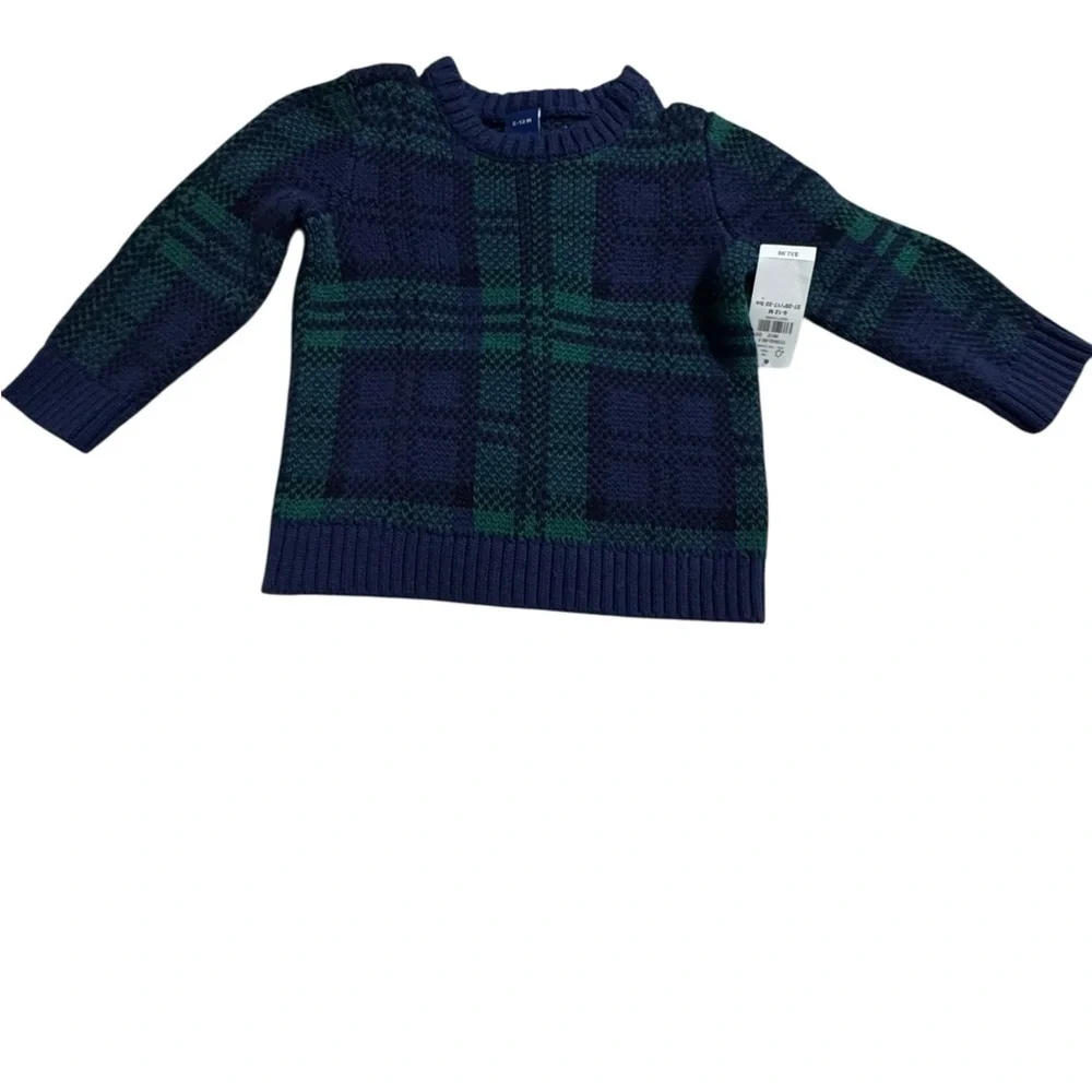Old Navy Kids Plaid sweater Set - Navy and Green